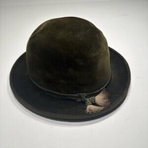 VTG Anton Peschel Dinkelsbuhl Germany Olive green Felt Fedora Hat Size unknown